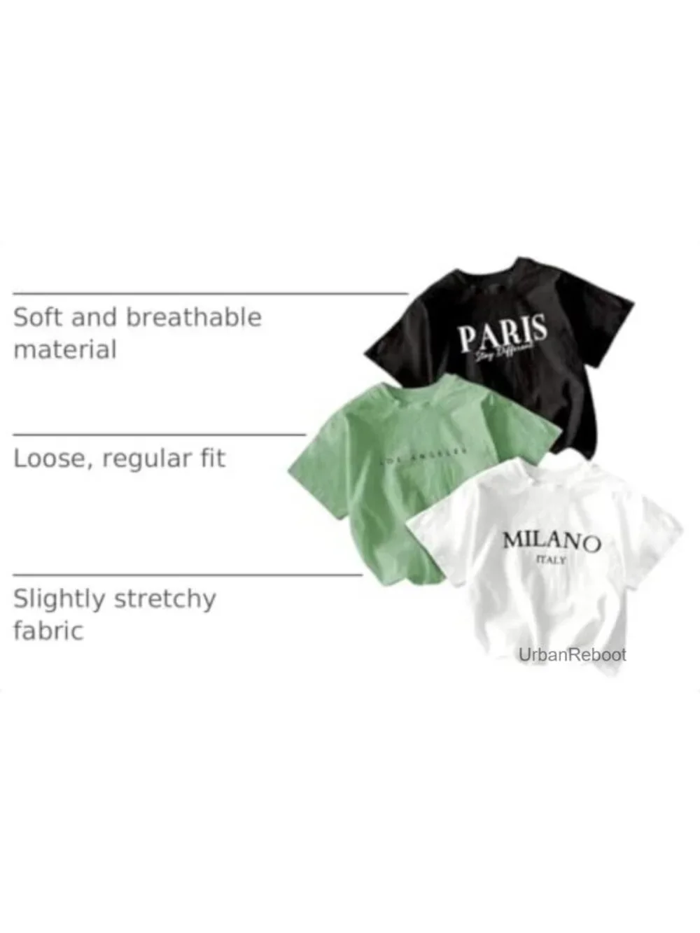 Girls 3-Pack Graphic Letter Tees T-Shirts Set Short Sleeve Crewneck Cotton Blend